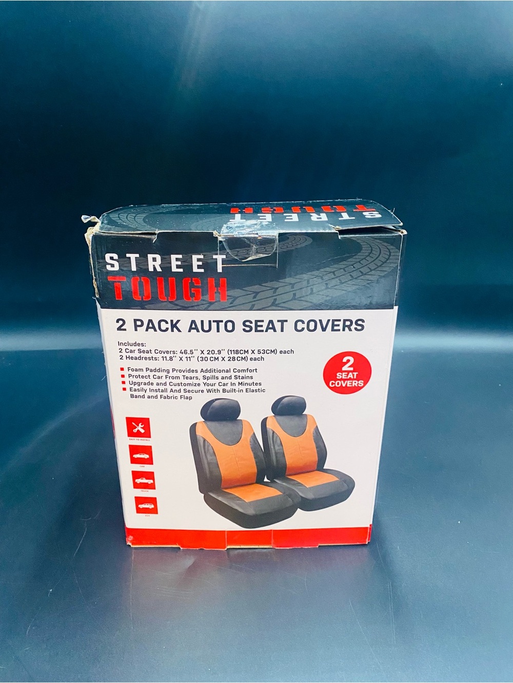 2-Pack Auto Seat Covers - Black & Orange